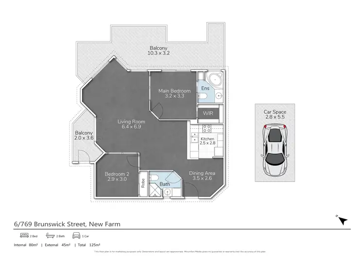 Floorplan of Homely apartment listing, 6/769 Brunswick Street, New Farm QLD 4005