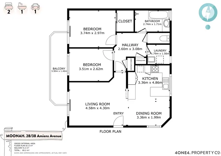 Floorplan of Homely unit listing, 28/38 Amiens Avenue, Moonah TAS 7009