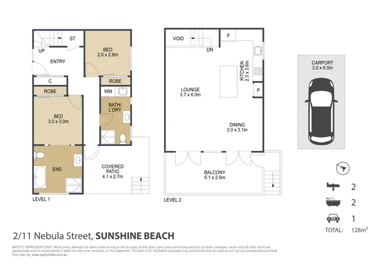 Floorplan of Homely unit listing, 2/11 Nebula Street, Sunshine Beach QLD 4567