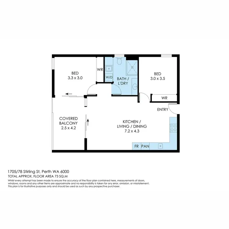 Floorplan of Homely apartment listing, 1705/78 Stirling Street, Perth WA 6000