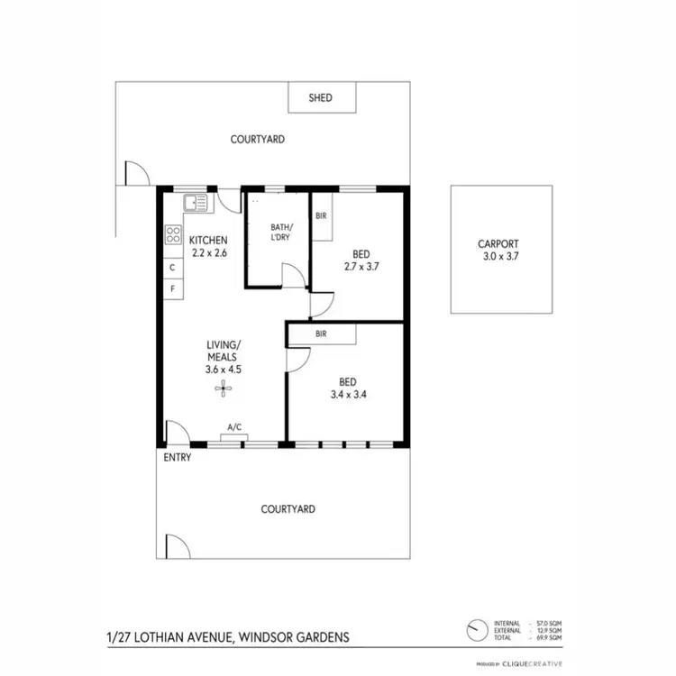 Floorplan of Homely unit listing, 1/27 Lothian Avenue, Windsor Gardens SA 5087
