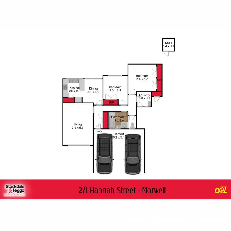 Floorplan of Homely unit listing, 2/1 Hannah Street, Morwell VIC 3840
