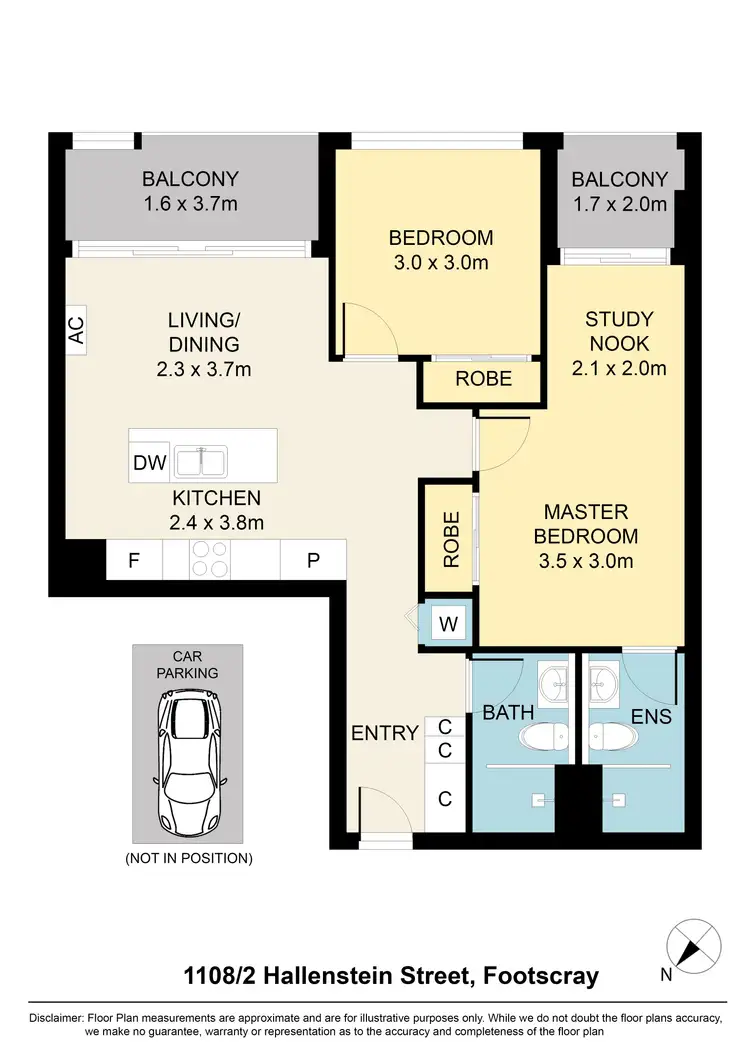 Floorplan of Homely apartment listing, 1108/2 Hallenstein Street, Footscray VIC 3011