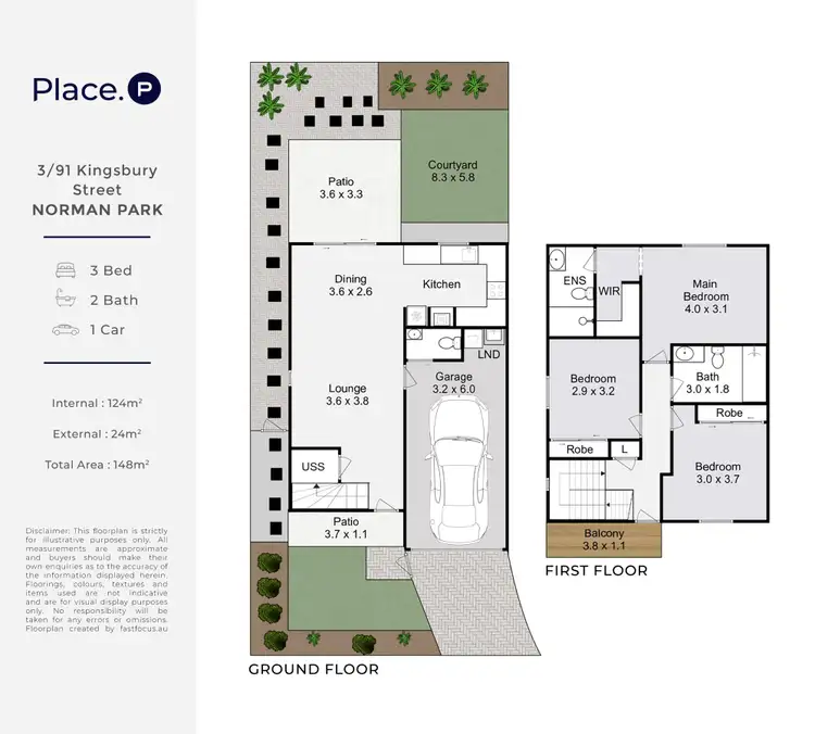 Floorplan of Homely townhouse listing, 3/91 Kingsbury Street, Norman Park QLD 4170