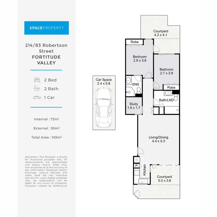 Floorplan of Homely apartment listing, 214/83 Robertson Street, Fortitude Valley QLD 4006