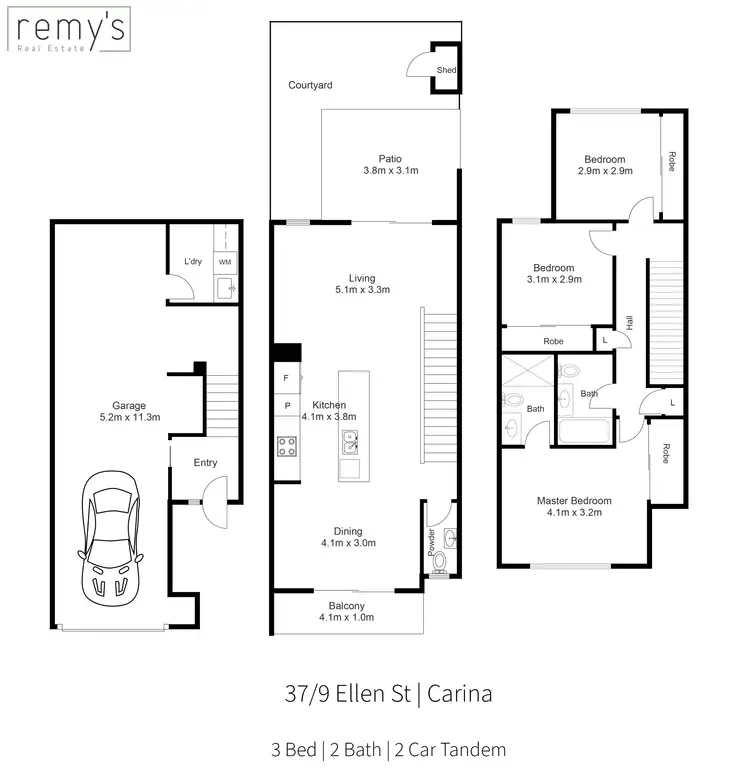 Floorplan of Homely townhouse listing, 37/9 Ellen Street, Carina QLD 4152