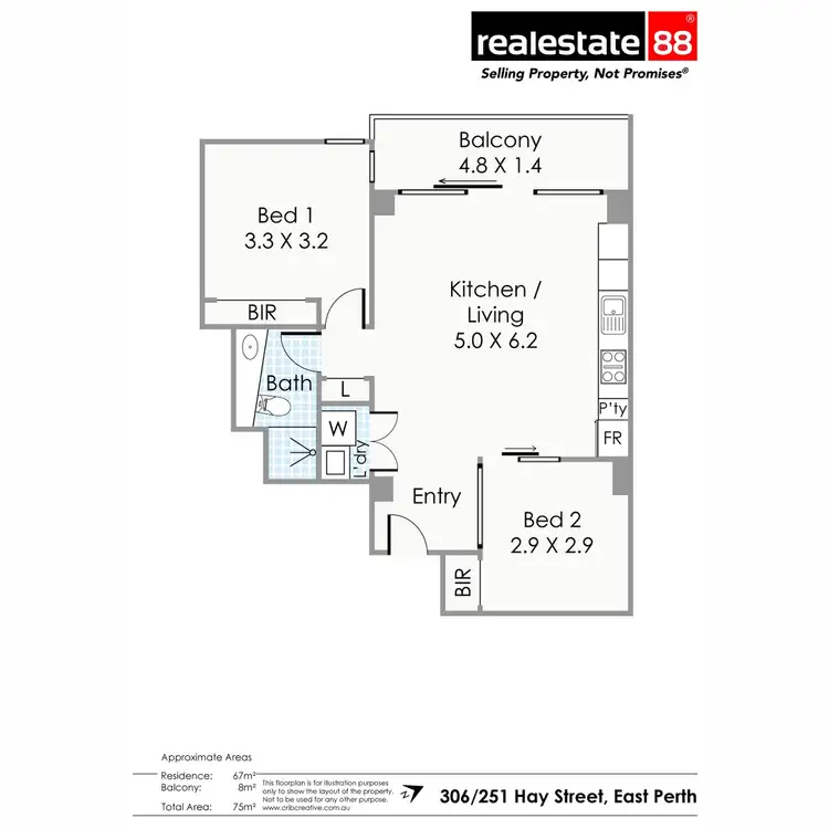 Floorplan of Homely apartment listing, 306/251 Hay Street, East Perth WA 6004