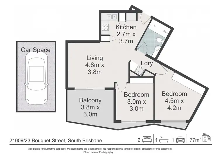 Floorplan of Homely apartment listing, 1009/23 Bouquet Street, South Brisbane QLD 4101