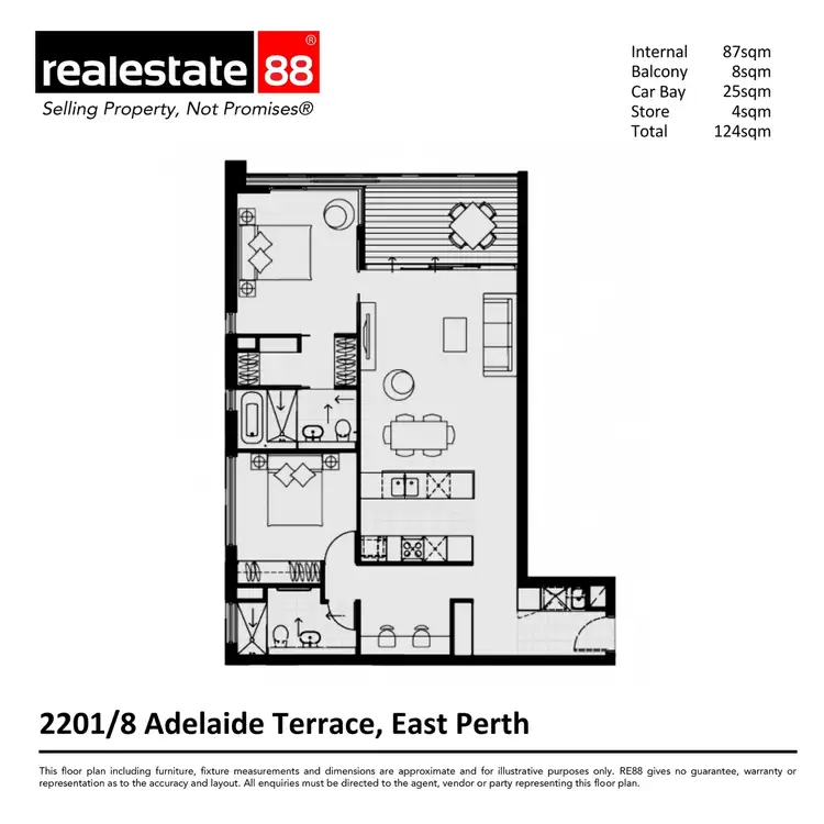 Floorplan of Homely apartment listing, 2201/8 Adelaide Terrace, East Perth WA 6004