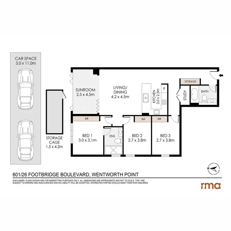 Floorplan of Homely apartment listing, 601/26 Footbridge Boulevard, Wentworth Point NSW 2127