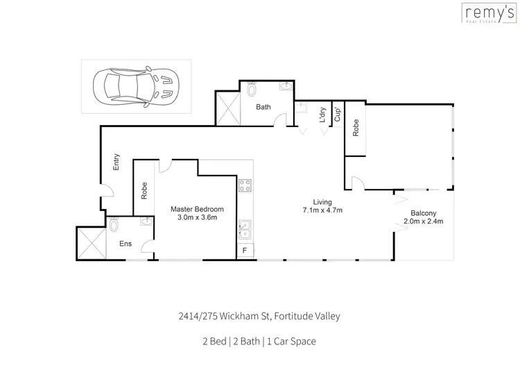 Floorplan of Homely apartment listing, 2414/275 Wickham Street, Fortitude Valley QLD 4006