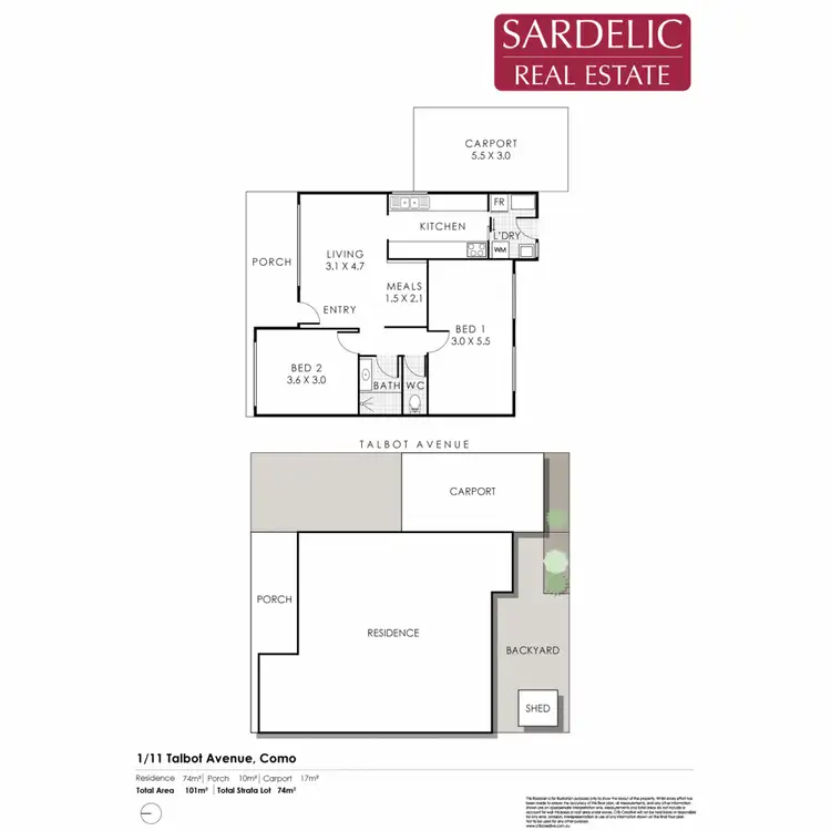 Floorplan of Homely villa listing, 1/11 Talbot Avenue, Como WA 6152