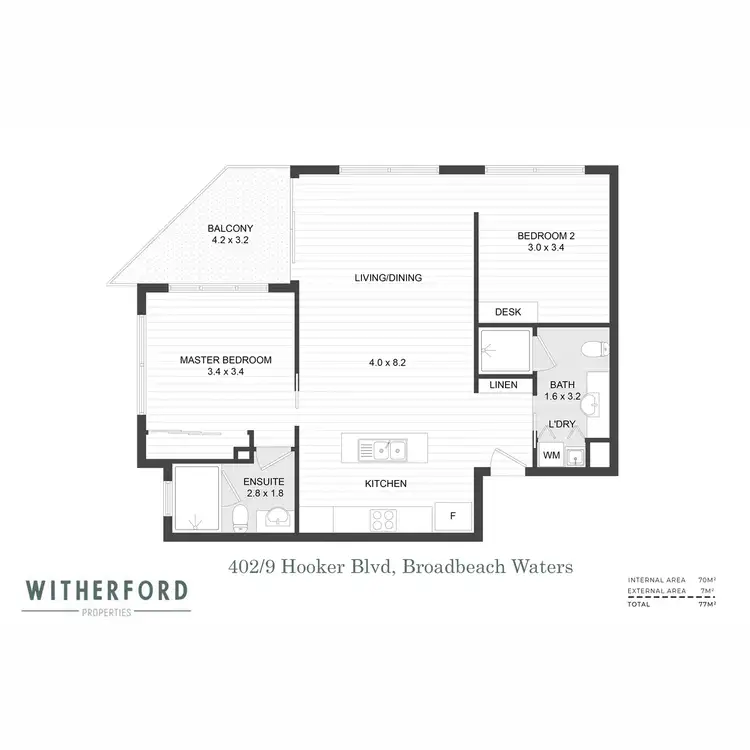 Floorplan of Homely apartment listing, 402/9 Hooker Boulevard, Broadbeach Waters QLD 4218