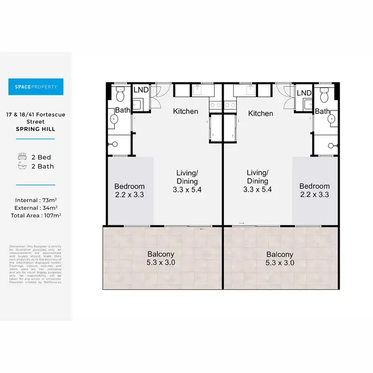 Floorplan of Homely apartment listing, 17 & 18/41 Fortescue Street, Spring Hill QLD 4000