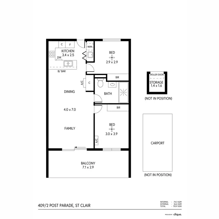 Floorplan of Homely apartment listing, 409/2 Post Parade, St Clair SA 5011