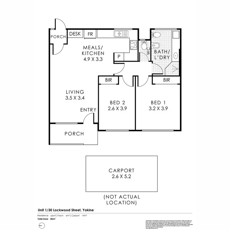 Floorplan of Homely villa listing, 1/30 Lockwood Street, Yokine WA 6060