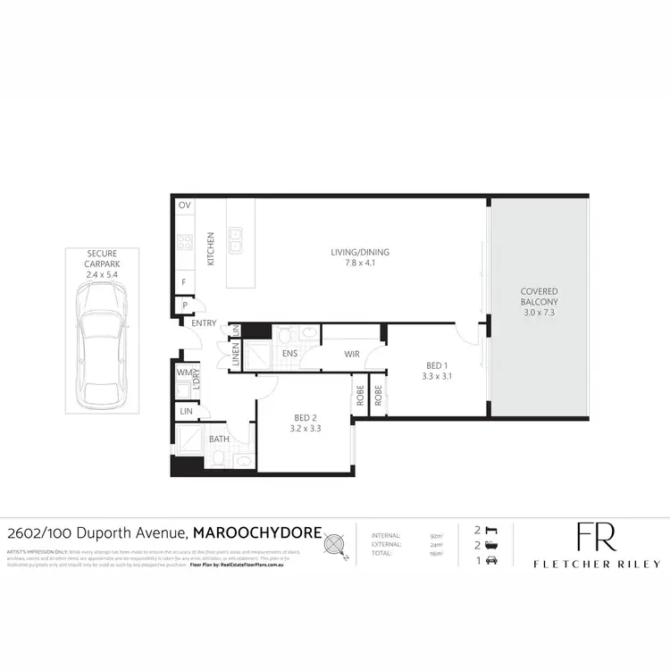 Floorplan of Homely unit listing, 2602/100 Duporth Avenue, Maroochydore QLD 4558