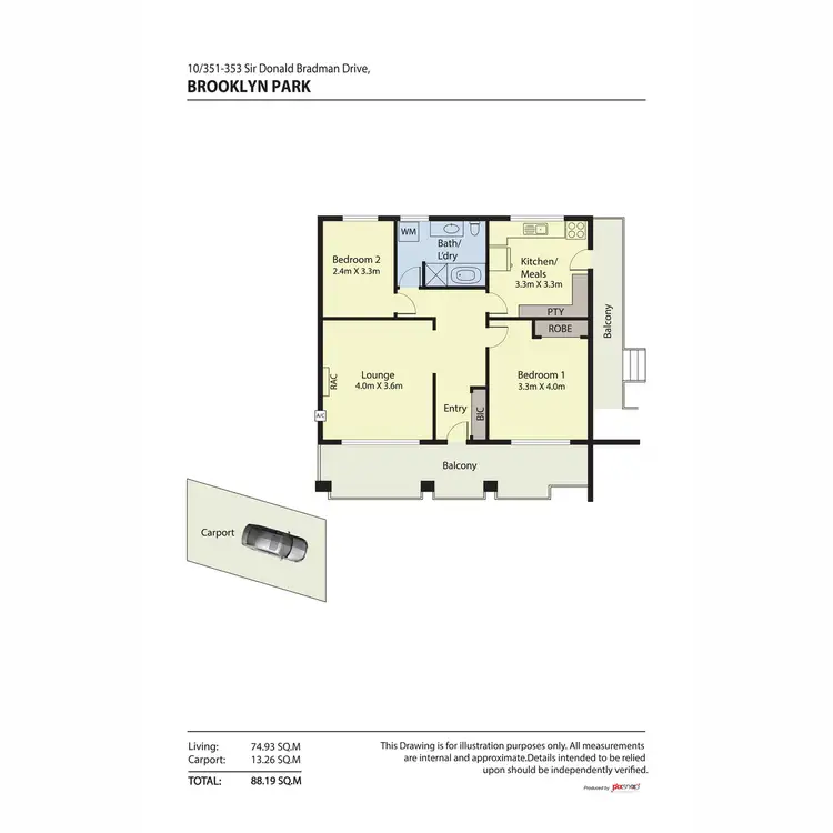 Floorplan of Homely apartment listing, 10/351-353 Sir Donald Bradman Drive, Brooklyn Park SA 5032