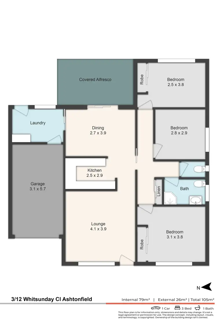Floorplan of Homely house listing, 3/12 Whitsunday Close, Ashtonfield NSW 2323
