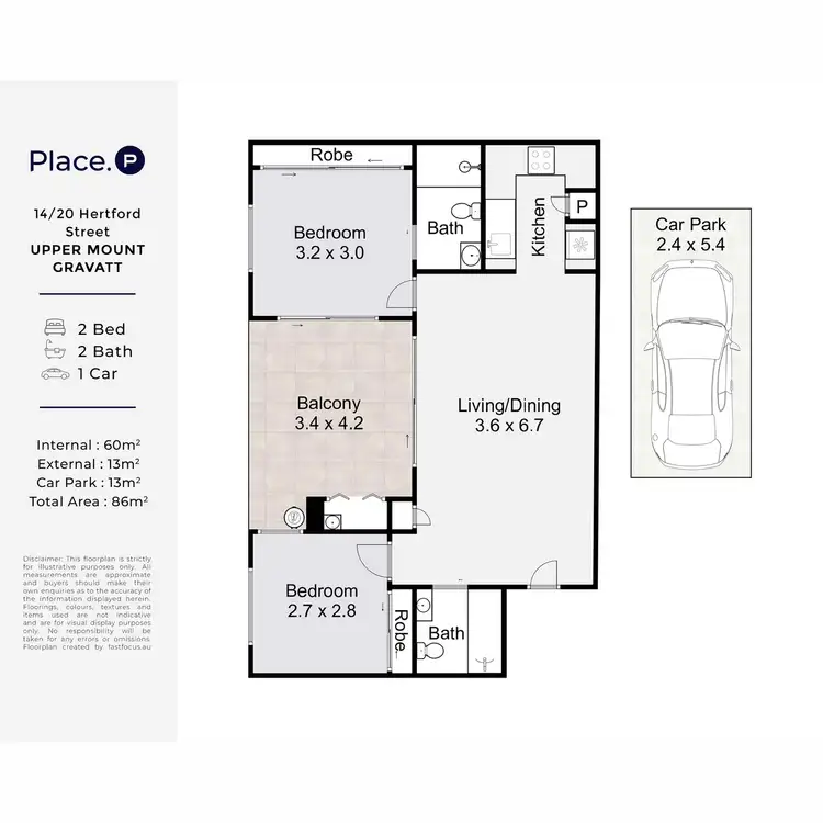 Floorplan of Homely unit listing, 14/20 Hertford Street, Upper Mount Gravatt QLD 4122