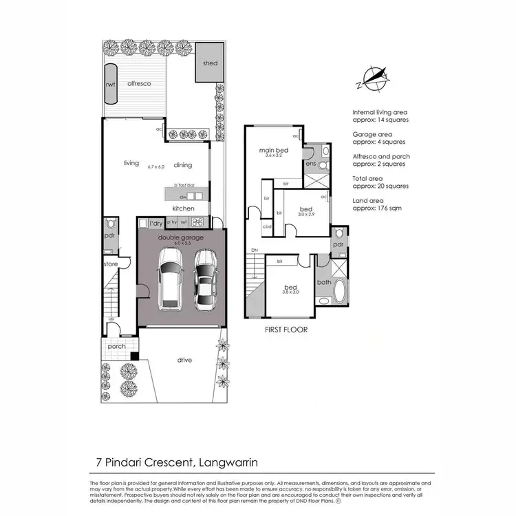Floorplan of Homely townhouse listing, 7 Pindari Crescent, Langwarrin VIC 3910