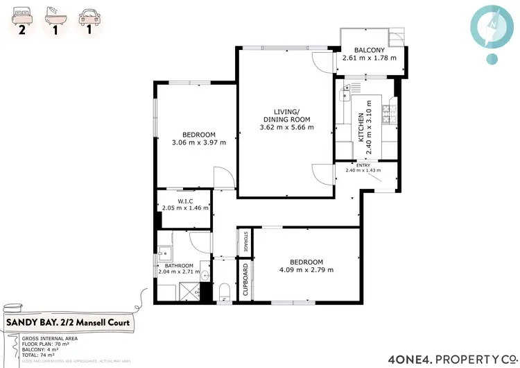 Floorplan of Homely apartment listing, 2/2 Mansell Court, Sandy Bay TAS 7005