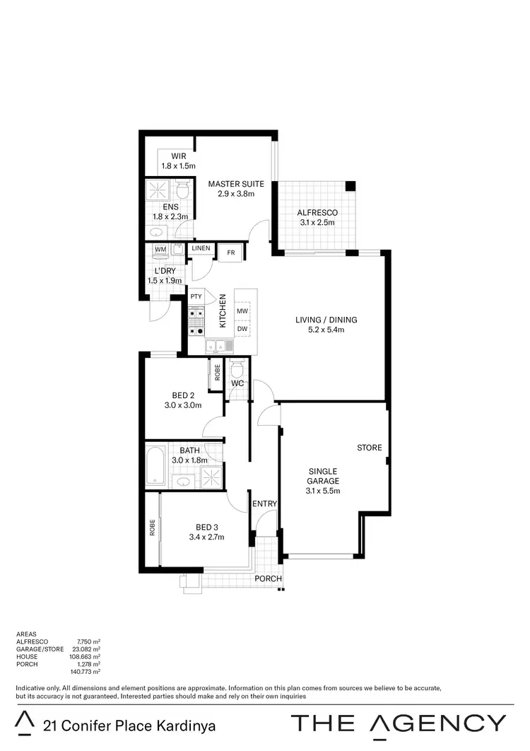 Floorplan of Homely house listing, 21 Conifer Place, Kardinya WA 6163