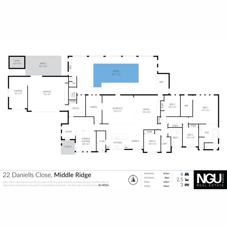 Floorplan of Homely house listing, 22 Daniells Close, Middle Ridge QLD 4350
