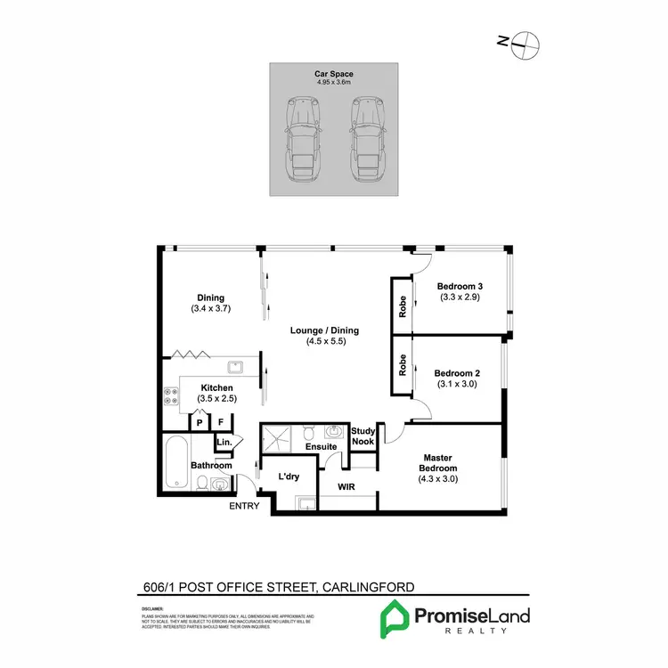 Floorplan of Homely apartment listing, 606/1 Post Office Street, Carlingford NSW 2118