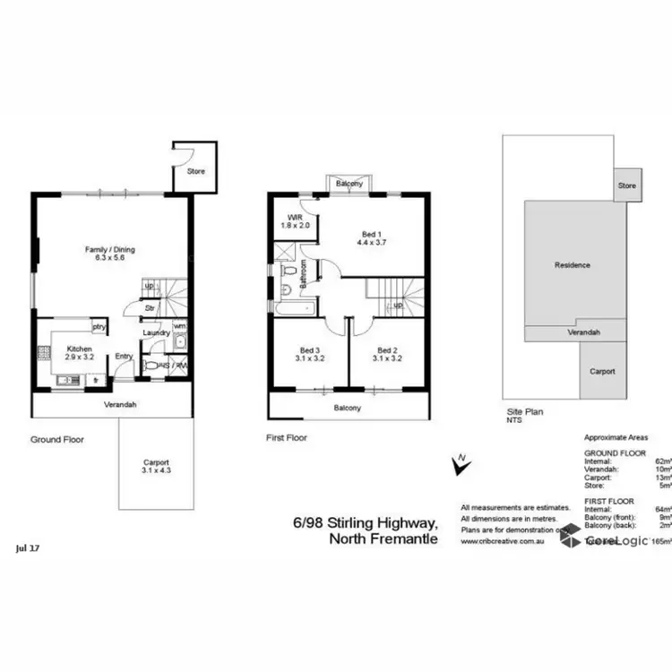 Floorplan of Homely townhouse listing, 6/98 Stirling Highway, North Fremantle WA 6159