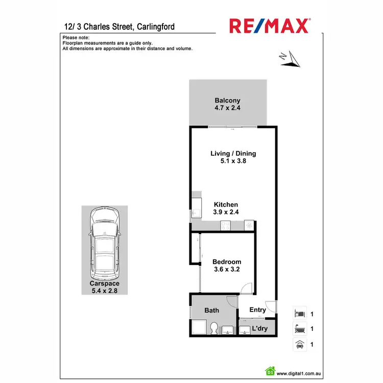Floorplan of Homely apartment listing, 12/3 Charles Street, Carlingford NSW 2118