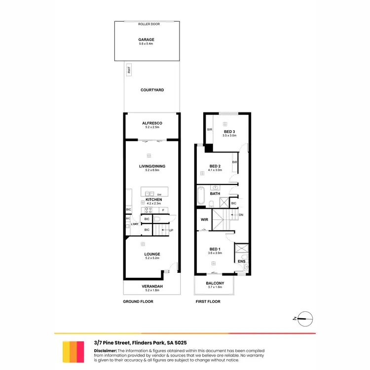 Floorplan of Homely townhouse listing, 3/7 Pine Street, Flinders Park SA 5025
