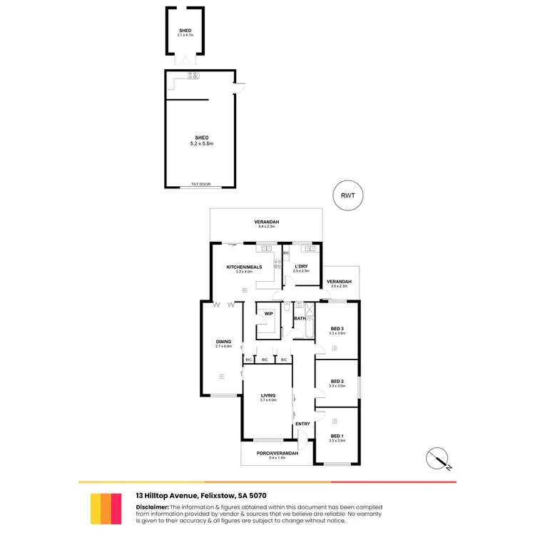 Floorplan of Homely house listing, 13 Hilltop Avenue, Felixstow SA 5070