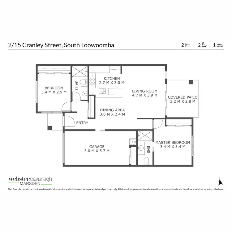 Floorplan of Homely unit listing, 2/15 Cranley Street, South Toowoomba QLD 4350