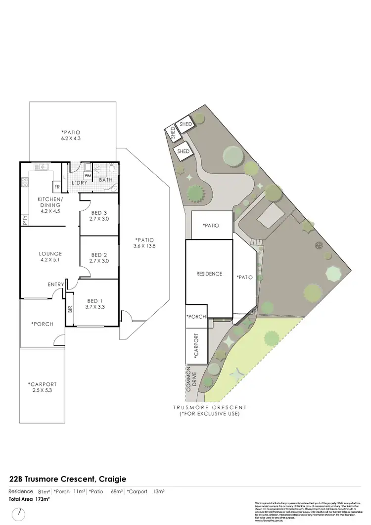 Floorplan of Homely semi-detached listing, 22B Trusmore Crescent, Craigie WA 6025