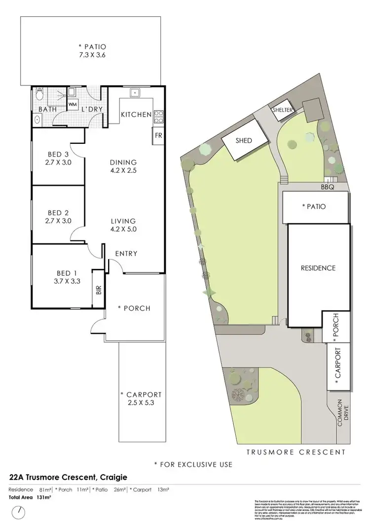 Floorplan of Homely semi-detached listing, 22A Trusmore Crescent, Craigie WA 6025