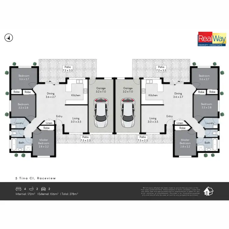 Floorplan of Homely semi-detached listing, 5 Tina Close, Raceview QLD 4305