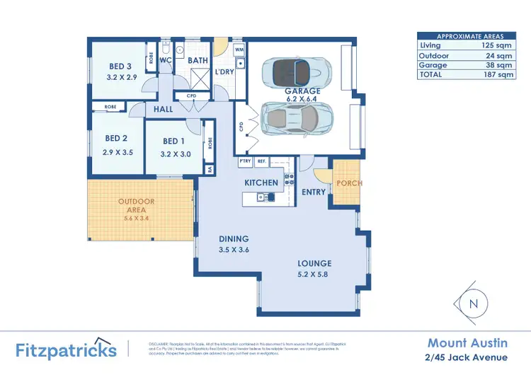 Floorplan of Homely unit listing, 2/45 Jack Avenue, Mount Austin NSW 2650