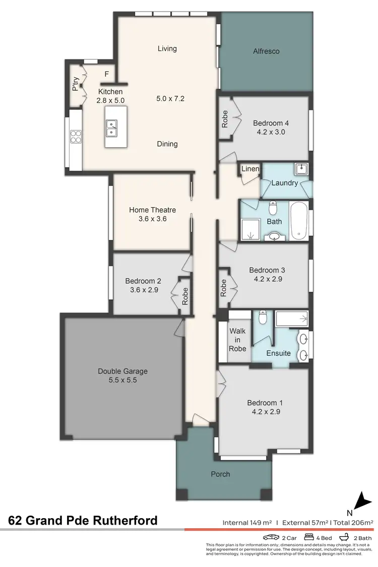 Floorplan of Homely house listing, 62 Grand Parade, Rutherford NSW 2320