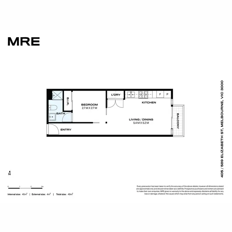 Floorplan of Homely apartment listing, 405/589 Elizabeth Street, Melbourne VIC 3000