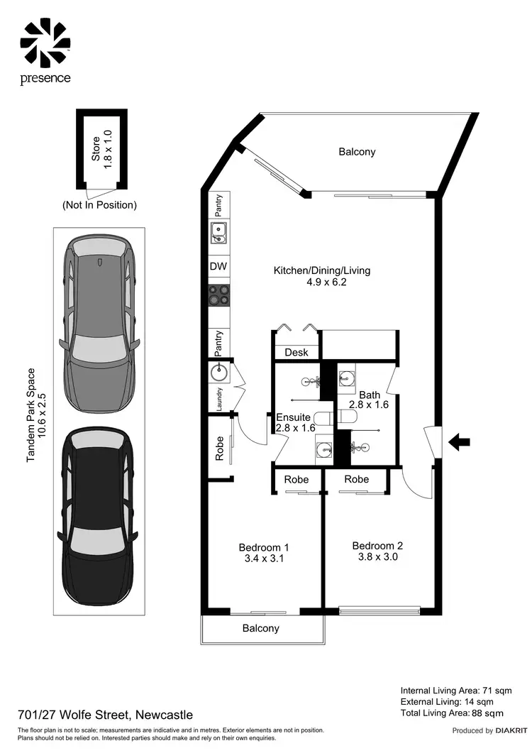 Floorplan of Homely apartment listing, 701/27 Wolfe Street, Newcastle NSW 2300