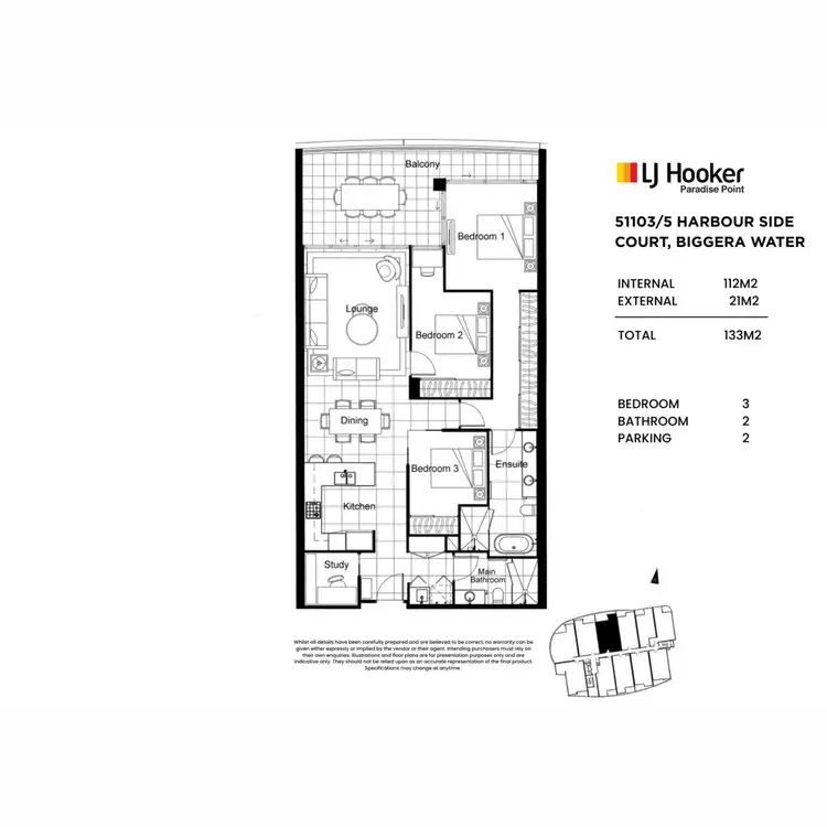 Floorplan of Homely apartment listing, 51103/5 Harbour Side Court, Biggera Waters QLD 4216