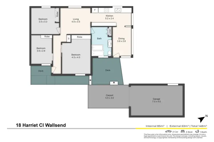 Floorplan of Homely house listing, 18 Harriet Street, Wallsend NSW 2287