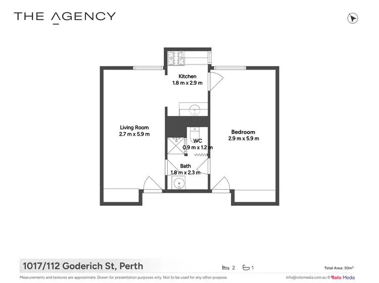 Floorplan of Homely apartment listing, 1017/112-122 Goderich Street, East Perth WA 6004