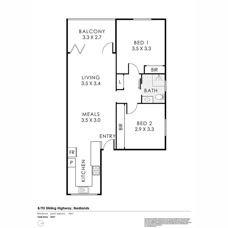Floorplan of Homely apartment listing, 8/93 Stirling Highway, Nedlands WA 6009