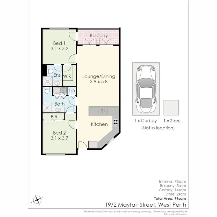 Floorplan of Homely apartment listing, 19/2 Mayfair Street, West Perth WA 6005
