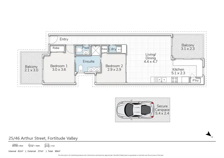 Floorplan of Homely apartment listing, 25/46 Arthur Street, Fortitude Valley QLD 4006