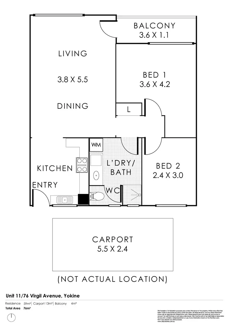Floorplan of Homely unit listing, 11/76 Virgil Avenue, Yokine WA 6060