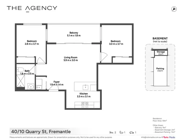 Floorplan of Homely apartment listing, 40/10 Quarry Street, Fremantle WA 6160