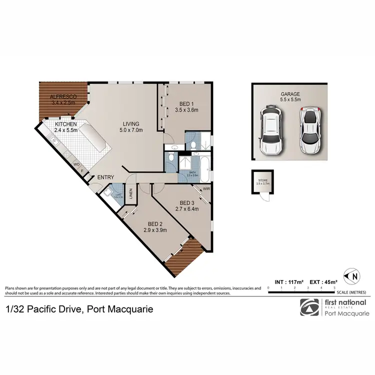 Floorplan of Homely unit listing, 1/32 Pacific Drive, Port Macquarie NSW 2444